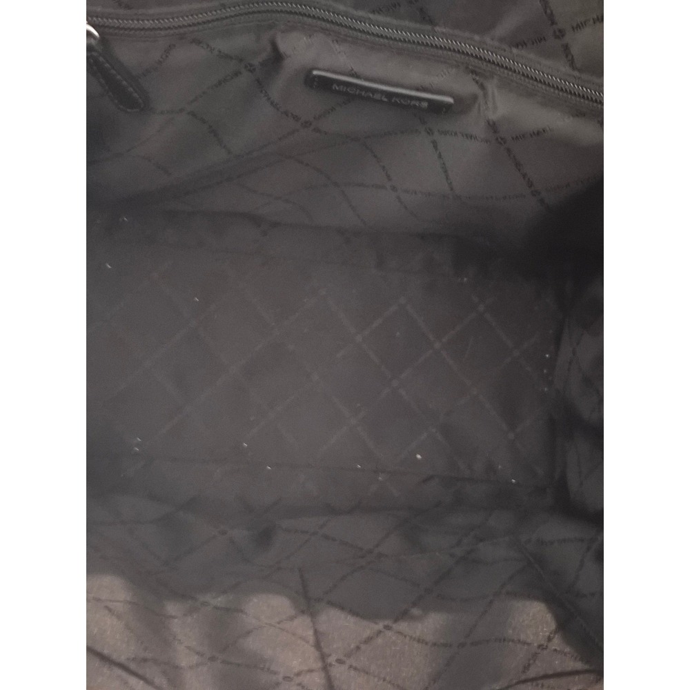 Michael Kors Large Tote Bag Black Silver MK Logo Jacquard Metallic Stripe - Picture 7 of 12